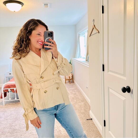 Vince Cream Neutral Trench Coat Jacket Small